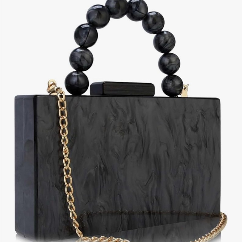 Black Marble Acrylic Handbag 
Gold chain scrap is not included